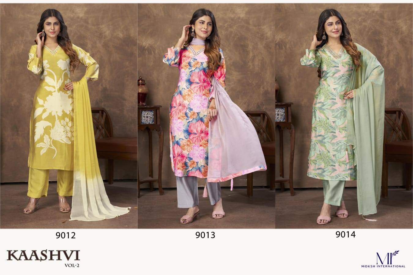 Kashvi vol-2 BY Moksh International  9012 to 9014 series Stylish Fancy stitched dresses At Wholesale Price